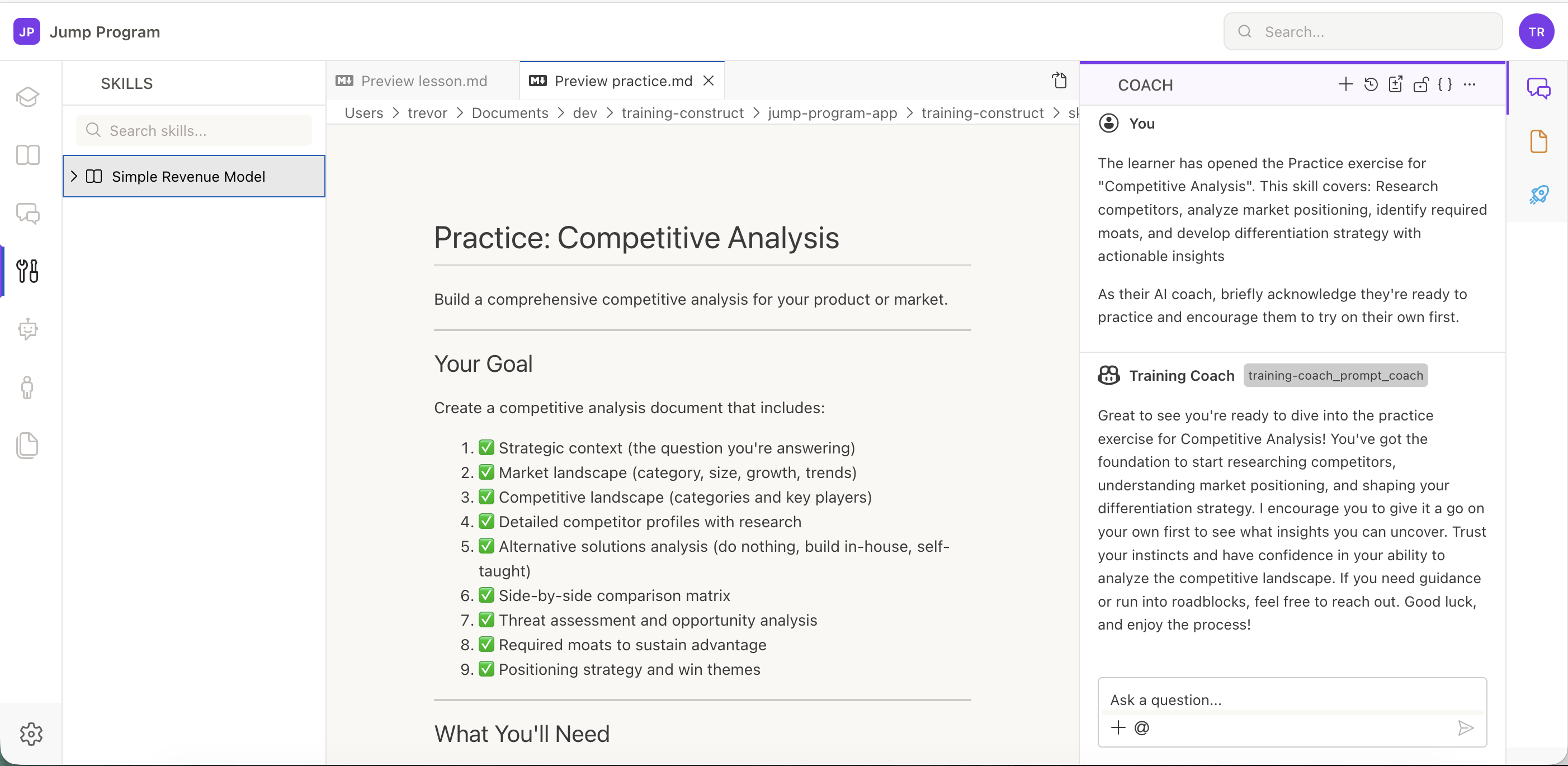 Jump Program IDE with AI coach